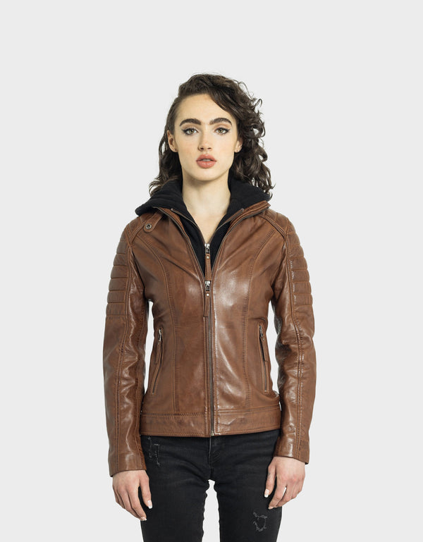 SOPHIE VESTE EN CUIR BIKER FEMME